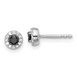 Sterling Silver Black and White Diamond Circle Stud Earrings Gift Ready Polished Finish
