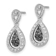 Sterling Silver Rhodium-Plated Black & White Diamond Teardrop Earrings