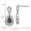 Sterling Silver Rhodium-Plated Black & White Diamond Teardrop Earrings