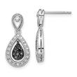 Sterling Silver Rhodium-Plated Black & White Diamond Teardrop Earrings