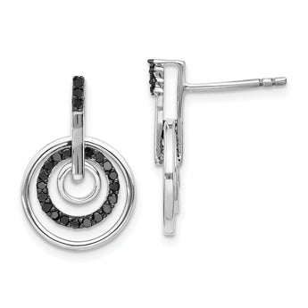 Sterling Silver Black Diamond Drop Earrings, Rhodium-Plated, Gift Ready