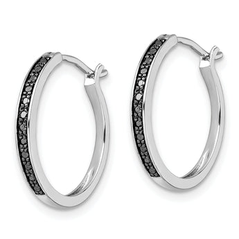 Sterling Silver Black Diamond Hoop Earrings Gift-Ready Polished Finish