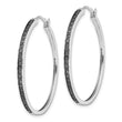 White Night Sterling Silver Black Diamond Hoop Earrings, Rhodium-Plated, Gift-Ready - Birthstone Company