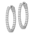 Sterling Shimmer Sterling Silver Rhodium-plated 46 Stone 2.0mm CZ In and Out Oval Hinged Hoop Earrings - Birthstone Company