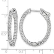 Sterling Shimmer Sterling Silver Rhodium-plated 46 Stone 2.0mm CZ In and Out Oval Hinged Hoop Earrings - Birthstone Company
