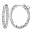 Sterling Shimmer Sterling Silver Rhodium-plated 46 Stone 2.0mm CZ In and Out Oval Hinged Hoop Earrings - Birthstone Company