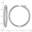 Sterling Shimmer Sterling Silver Rhodium-plated 80 Stone 2.25mm CZ In and Out Round Hinged Hoop Earrings - Birthstone Company