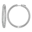 Sterling Shimmer Sterling Silver Rhodium-plated 80 Stone 2.25mm CZ In and Out Round Hinged Hoop Earrings - Birthstone Company