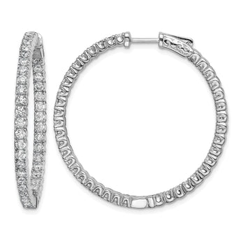 Sterling Shimmer Sterling Silver Rhodium-plated 80 Stone 2.25mm CZ In and Out Round Hinged Hoop Earrings - Birthstone Company