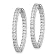 Sterling Shimmer Sterling Silver Rhodium-plated 54 Stone 2.5mm CZ In and Out Oval Hinged Hoop Earrings - Birthstone Company