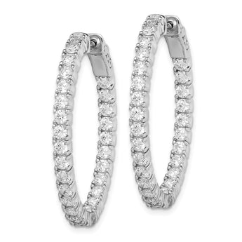 Sterling Shimmer Sterling Silver Rhodium-plated 54 Stone 2.5mm CZ In and Out Oval Hinged Hoop Earrings - Birthstone Company
