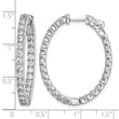Sterling Shimmer Sterling Silver Rhodium-plated 54 Stone 2.5mm CZ In and Out Oval Hinged Hoop Earrings - Birthstone Company
