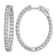 Sterling Shimmer Sterling Silver Rhodium-plated 54 Stone 2.5mm CZ In and Out Oval Hinged Hoop Earrings - Birthstone Company