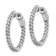 Sterling Shimmer Sterling Silver Rhodium-plated 48 Stone 1.7mm CZ In and Out Round Hinged Hoop Earrings - Birthstone Company
