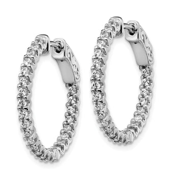 Sterling Shimmer Sterling Silver Rhodium-plated 48 Stone 1.7mm CZ In and Out Round Hinged Hoop Earrings - Birthstone Company
