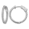 Sterling Shimmer Sterling Silver Rhodium-plated 48 Stone 1.7mm CZ In and Out Round Hinged Hoop Earrings - Birthstone Company