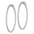 Sterling Shimmer Sterling Silver Rhodium-plated 132 Stone 1.25mm CZ In and Out Oval Hinged Hoop Earrings - Birthstone Company
