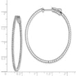 Sterling Shimmer Sterling Silver Rhodium-plated 132 Stone 1.25mm CZ In and Out Oval Hinged Hoop Earrings