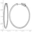 Sterling Shimmer Sterling Silver Rhodium-plated 132 Stone 1.25mm CZ In and Out Oval Hinged Hoop Earrings - Birthstone Company