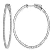 Sterling Shimmer Sterling Silver Rhodium-plated 132 Stone 1.25mm CZ In and Out Oval Hinged Hoop Earrings - Birthstone Company
