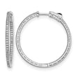 Sterling Shimmer Sterling Silver Rhodium-plated 118 Stone 1.2mm CZ In and Out Round Hinged Hoop Earrings - Birthstone Company