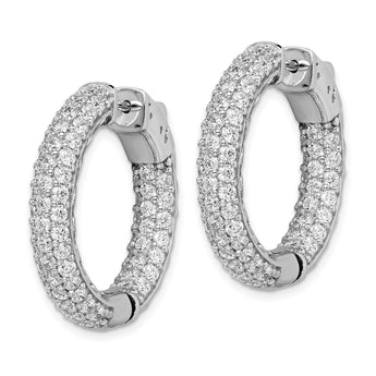 Sterling Shimmer Sterling Silver Rhodium-plated 136 Stone Pav‚ 2.0mm CZ In and Out Round Hinged Hoop Earrings - Birthstone Company