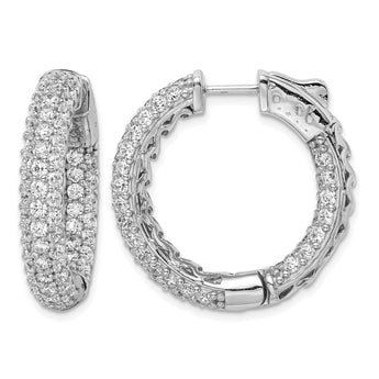 Sterling Shimmer Sterling Silver Rhodium-plated 136 Stone Pav‚ 2.0mm CZ In and Out Round Hinged Hoop Earrings - Birthstone Company