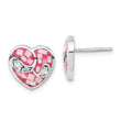 Sterling Silver 925 Heart Earrings with Pink Mother of Pearl & CZ