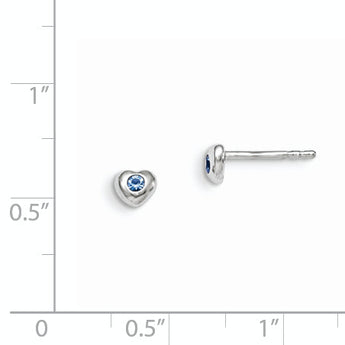 Sterling Silver Madi K Rhodium-plated Polished December Blue Preciosa Crystal Heart Children's Post Earrings