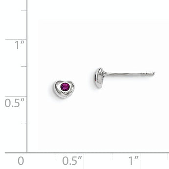 Sterling Silver Madi K Rhodium-plated Polished February Purple Preciosa Crystal Heart Children's Post Earrings