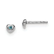 Sterling Silver Madi K Rhodium-plated Polished March Light Blue Preciosa Crystal Heart Children's Post Earrings