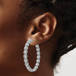 Sterling Shimmer Sterling Silver Rhodium-plated 38 Stone 3mm CZ In and Out Round Hinged Hoop Earrings - Birthstone Company