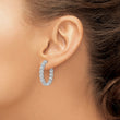 Sterling Shimmer Sterling Silver Rhodium-plated 28 Stone 2.5mm CZ In and Out Round Hinged Hoop Earrings - Birthstone Company