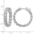 Sterling Shimmer Sterling Silver Rhodium-plated 28 Stone 2.5mm CZ In and Out Round Hinged Hoop Earrings - Birthstone Company