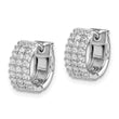 Sterling Shimmer Sterling Silver Rhodium-plated 54 Stone 1.3mm CZ Hinged Hoop Earrings - Birthstone Company