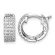 Sterling Shimmer Sterling Silver Rhodium-plated 54 Stone 1.3mm CZ Hinged Hoop Earrings - Birthstone Company