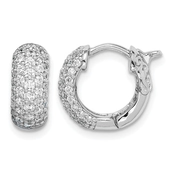 Sterling Shimmer Sterling Silver Rhodium-plated 82 Stone Pav‚ CZ Hinged Hoop Earrings - Birthstone Company