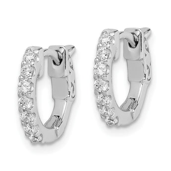 Sterling Shimmer Sterling Silver Rhodium-plated 14 Stone CZ Hinged Hoop Earrings - Birthstone Company