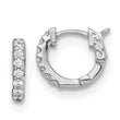 Sterling Shimmer Sterling Silver Rhodium-plated 14 Stone CZ Hinged Hoop Earrings