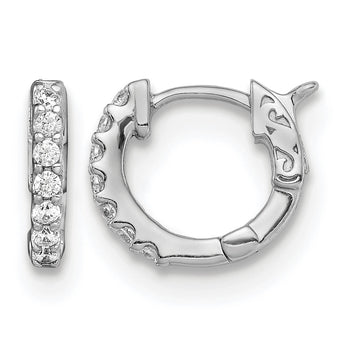 Sterling Shimmer Sterling Silver Rhodium-plated 14 Stone CZ Hinged Hoop Earrings - Birthstone Company