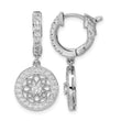 Sterling Shimmer Sterling Silver Rhodium-plated 60 Stone CZ Fancy Dangle Hinged Hoop Earrings - Birthstone Company