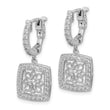 Sterling Shimmer Sterling Silver Rhodium-plated 64 Stone CZ Square Dangle Hinged Hoop Earrings - Birthstone Company