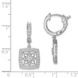 Sterling Shimmer Sterling Silver Rhodium-plated 64 Stone CZ Square Dangle Hinged Hoop Earrings
