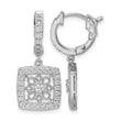 Sterling Shimmer Sterling Silver Rhodium-plated 64 Stone CZ Square Dangle Hinged Hoop Earrings - Birthstone Company