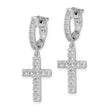 Sterling Shimmer Sterling Silver Rhodium-plated 36 Stone CZ Cross Dangle Hinged Hoop Earrings - Birthstone Company