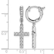 Sterling Shimmer Sterling Silver Rhodium-plated 36 Stone CZ Cross Dangle Hinged Hoop Earrings - Birthstone Company