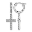Sterling Shimmer Sterling Silver Rhodium-plated 36 Stone CZ Cross Dangle Hinged Hoop Earrings - Birthstone Company