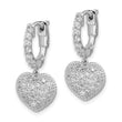 Sterling Shimmer Sterling Silver Rhodium-plated 86 Stone CZ Pav‚ Heart Dangle Hinged Hoop Earrings - Birthstone Company