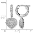 Sterling Shimmer Sterling Silver Rhodium-plated 86 Stone CZ Pav‚ Heart Dangle Hinged Hoop Earrings - Birthstone Company