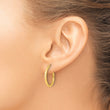 Sterling Silver Gold-tone Satin Diamond-cut 2x20mm Hoop Earrings